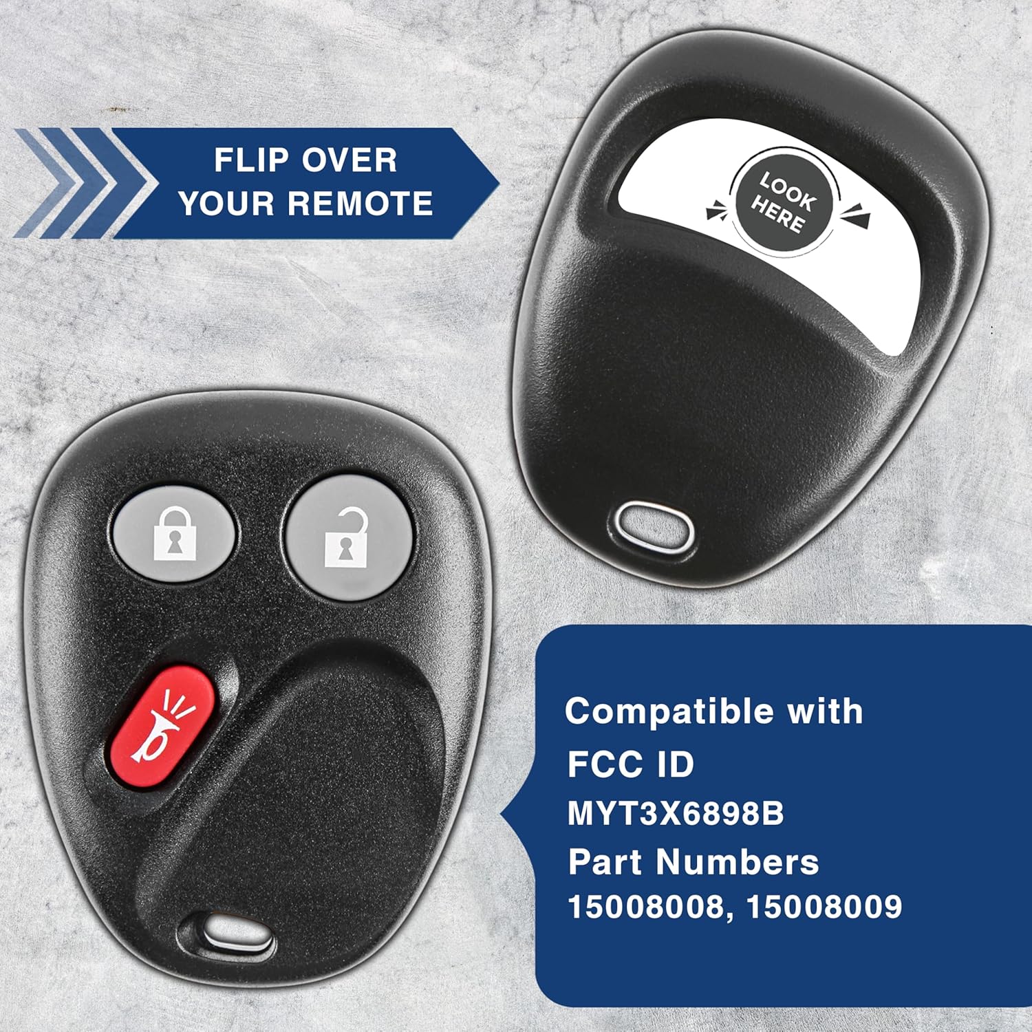 KeylessOption Keyless Entry Remote Car Key Fob Key for Chevy Trailblazer GMC Envoy (Pack of 2)