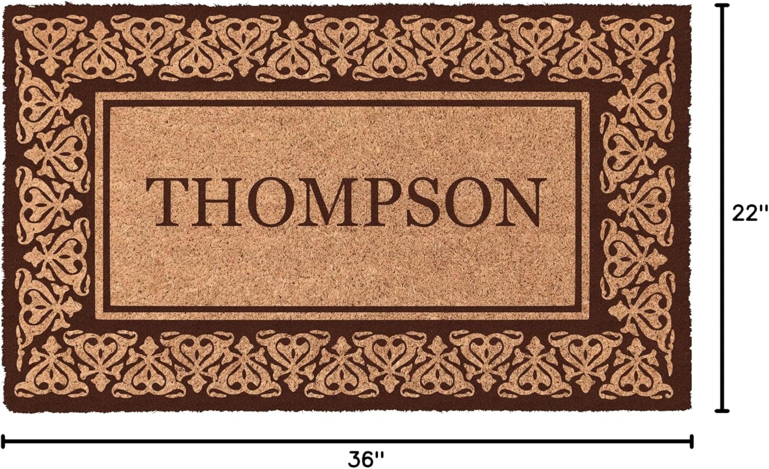 COCO MATS 'N MORE Coco Coir Door Mat – Personalized Outdoor Welcome Mat, Front Porch Mat with Vinyl Backing & Heavy-Duty Dirt-Trapping Bristles, (22" x 36" | Brown | Blooming Hearts | Made in USA)