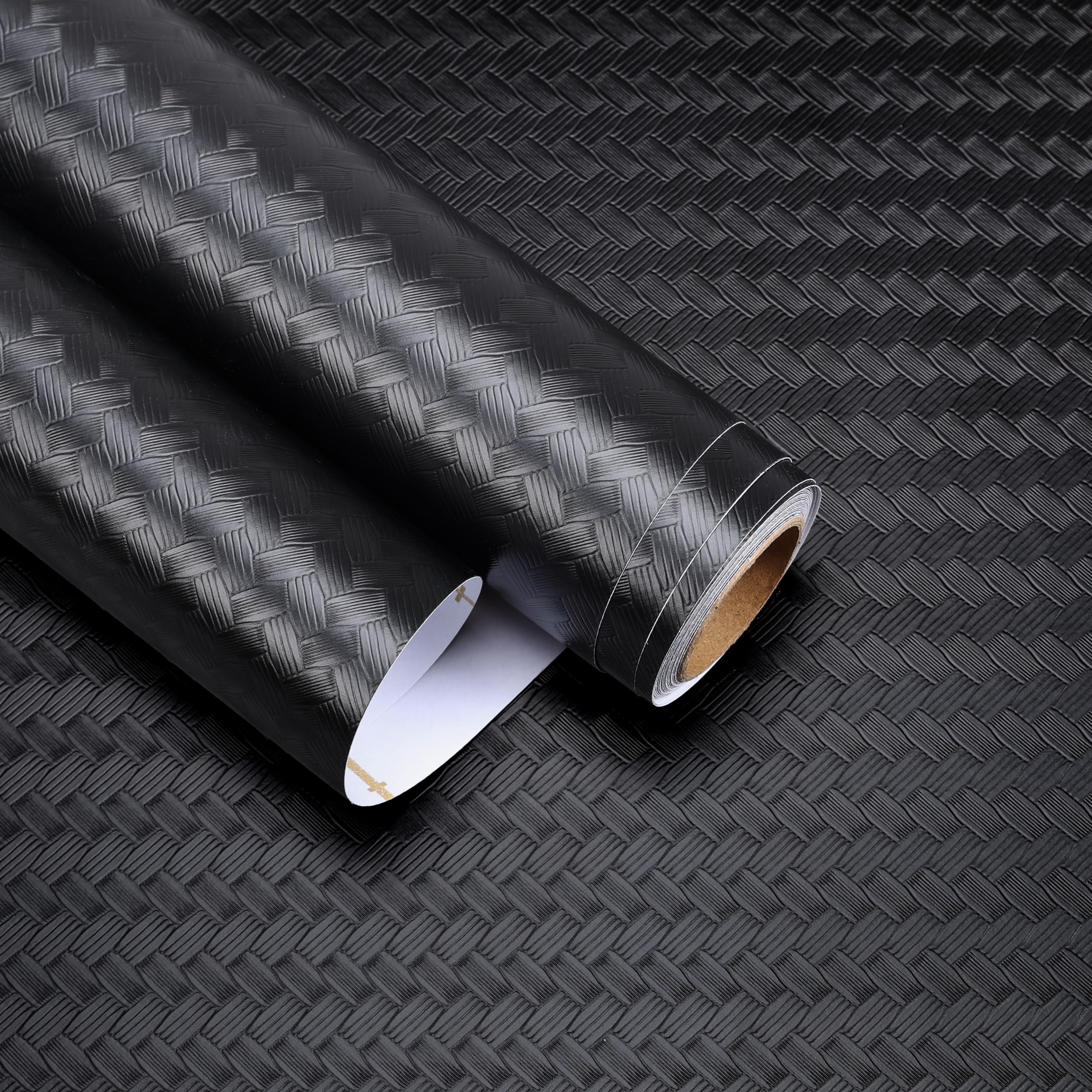 black grasscloth peel and stick wallpaper textured faux woven rattan wallpaper 15.7"x160" self adhesive weaving pattern contact paper waterproof removable black vinyl wrap for cabinets wall