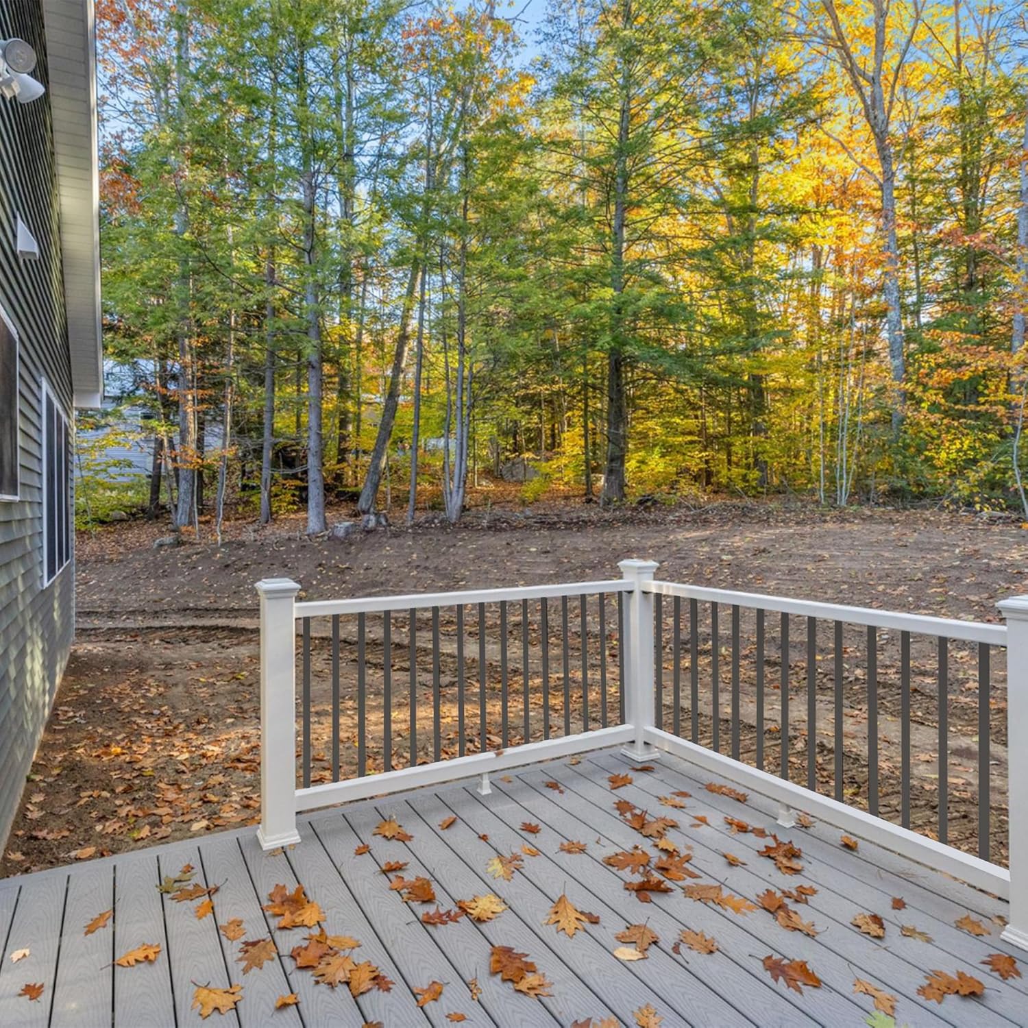 ZONEGRACE 50 Pack Black Aluminum 32.25 Inch Deck Railing Balusters (Rectangle) with End Caps & Stainless Screws, Outdoor Face Mount Metal Spindles for Porch Stair