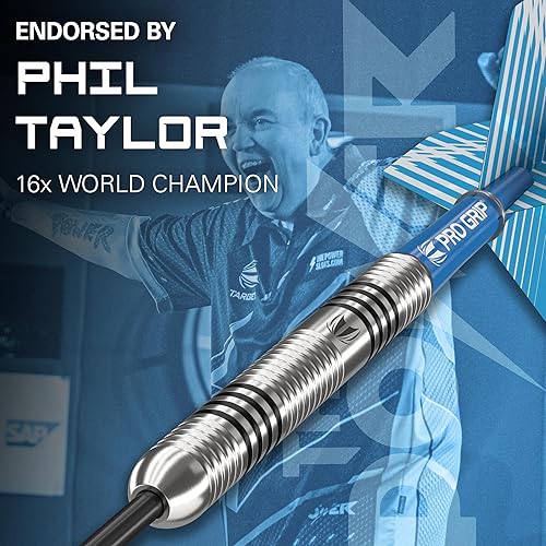 Miniatura 2 de Target Darts Phil Taylor Tungsten Steel Tip Darts Set - 9 Pro Grip Shafts - 9 Pro Ultra Flights  Dart Wallet - Dart Counter App Coupon Bundle