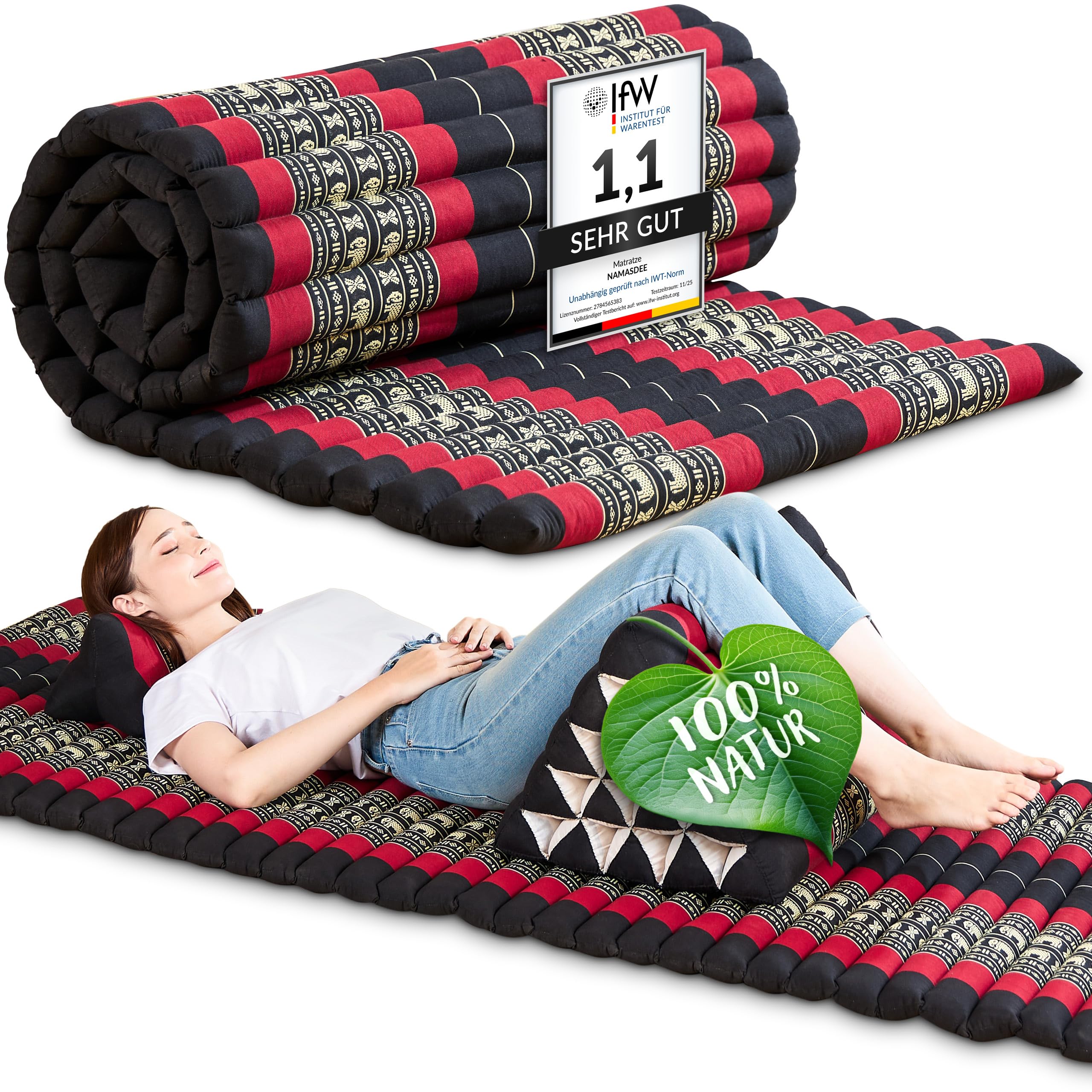 Rollmatte mit 100% natürlicher Kapokfüllung