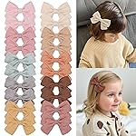 CLLOT Girls Hair Bows Linen Fabric 3.5 Bows Alligator Clips Hair Accessories for Little Girls Toddlers Kids and Teens,20 Pieces