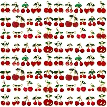 WOCRAFT 40Pcs/20 Pairs Charms for Jewelry Making, Assorted Enamel Charm Pendants for Necklace Earring Bracelet Crafting Cherry SN1378