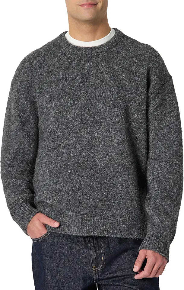 Amazon Essentials (Demi's Pick) Men's Relaxed-Fit Faux Mohair Crewneck Pullover Sweater