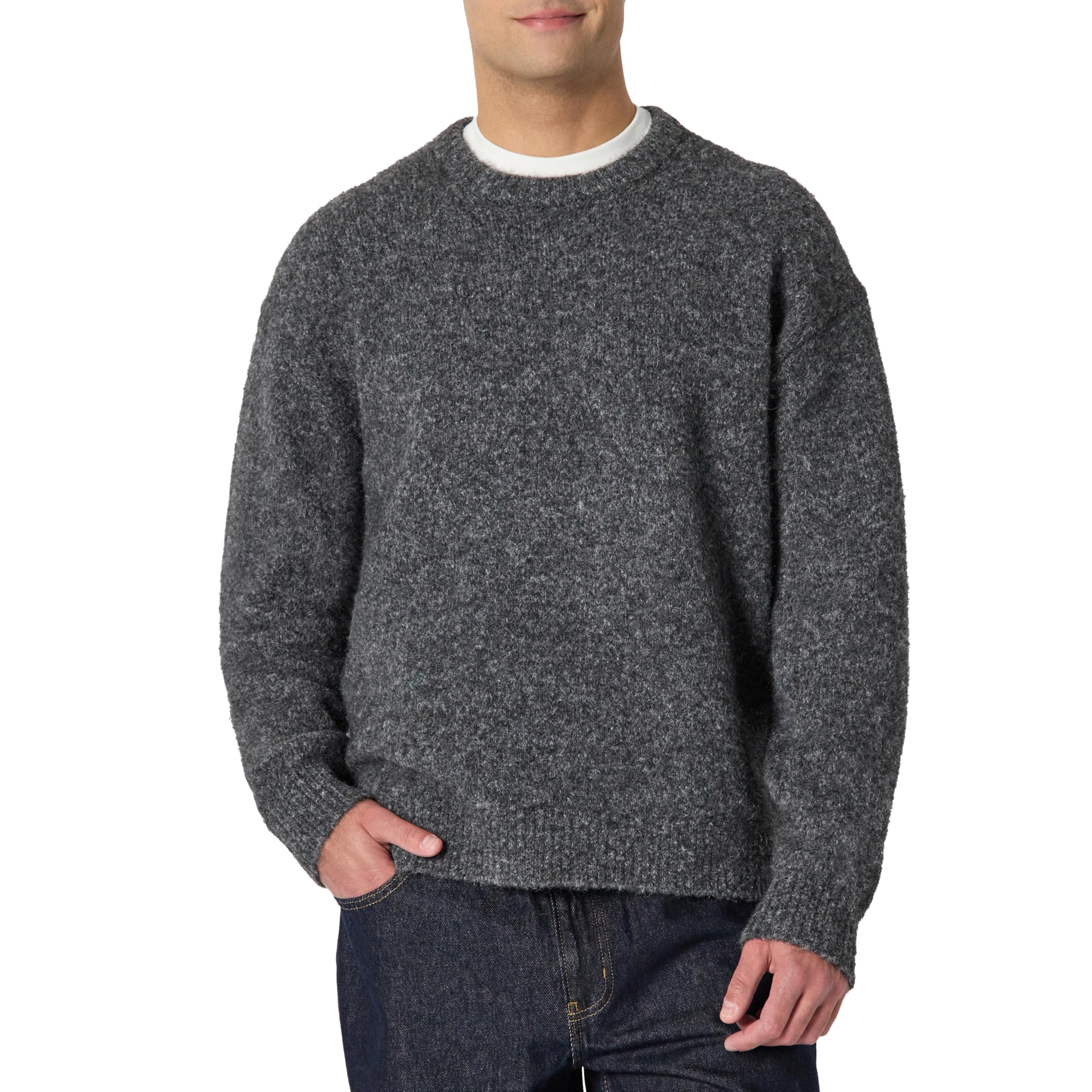 Amazon Essentials Herren Relaxed-Fit-Pullover mit Rundhalsausschnitt aus Mohairimitat