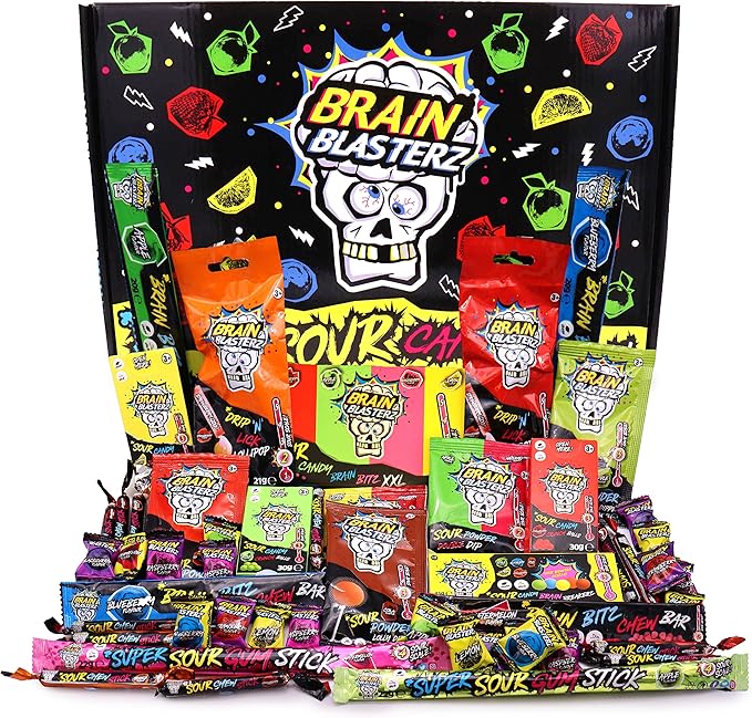 Sour sweets LARGE gift box by Brain Blasterz Super sour sweets