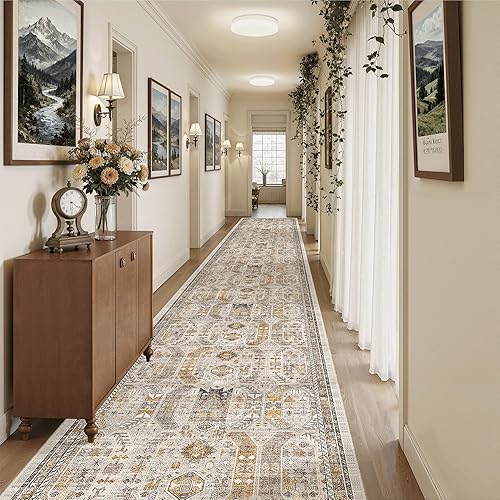 Miniatura 132 de Madane Alfombra lavable de 2 x 3 pies, alfombra de entrada pequeña, antideslizante, vintage, para entrada interior, alfombra de pelo bajo