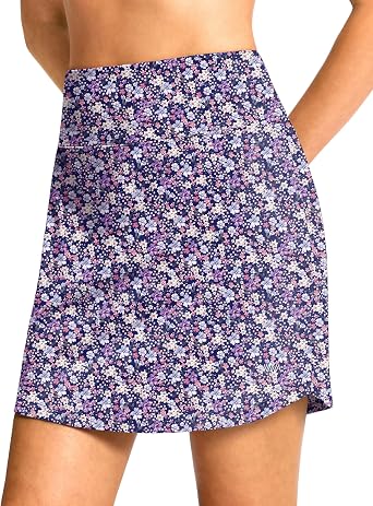 Viodia 18" Long Skorts High Waisted Golf Skirts for Women Athletic Tennis Casual Skort Knee Length Skirt with Shorts
