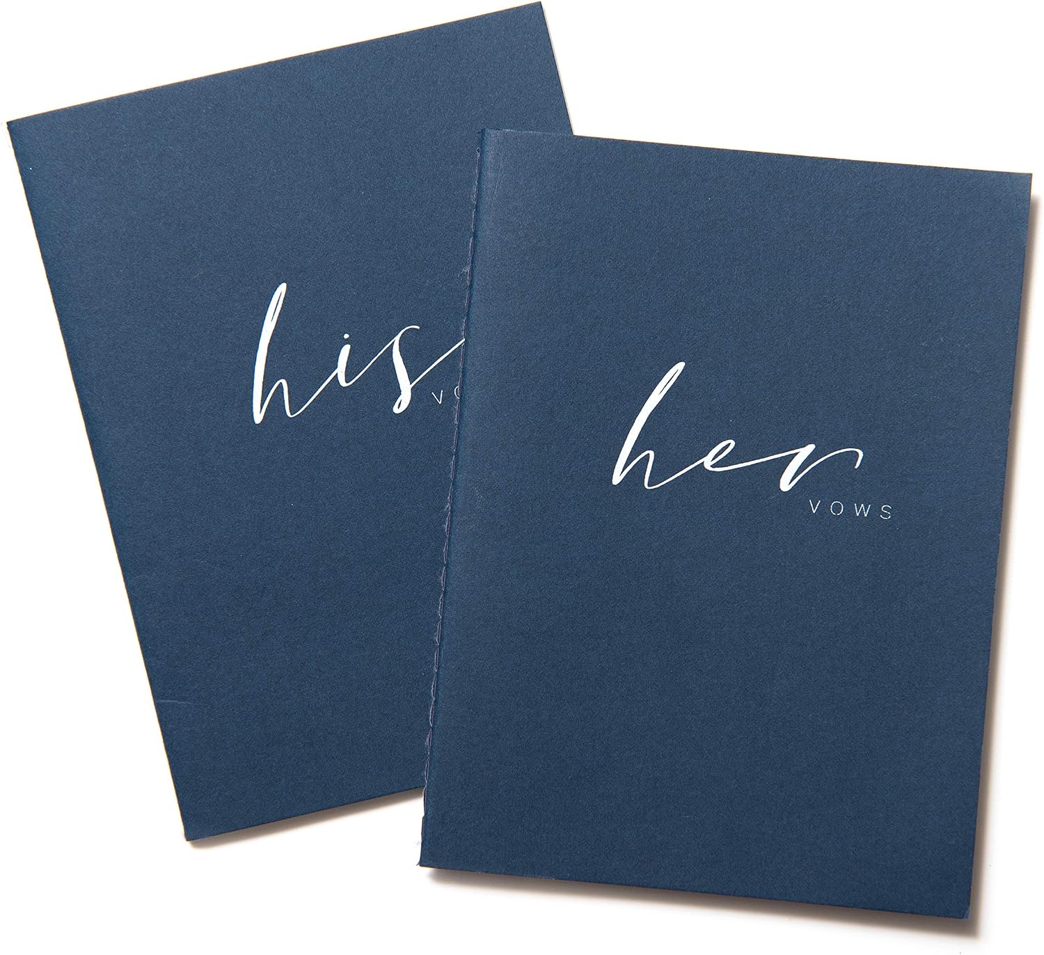 Ling's moment Navy Blue Wedding Vow Book His&Her Set of 2 Bridal Shower Gifts Booklet Journal Wedding Vows Booklet