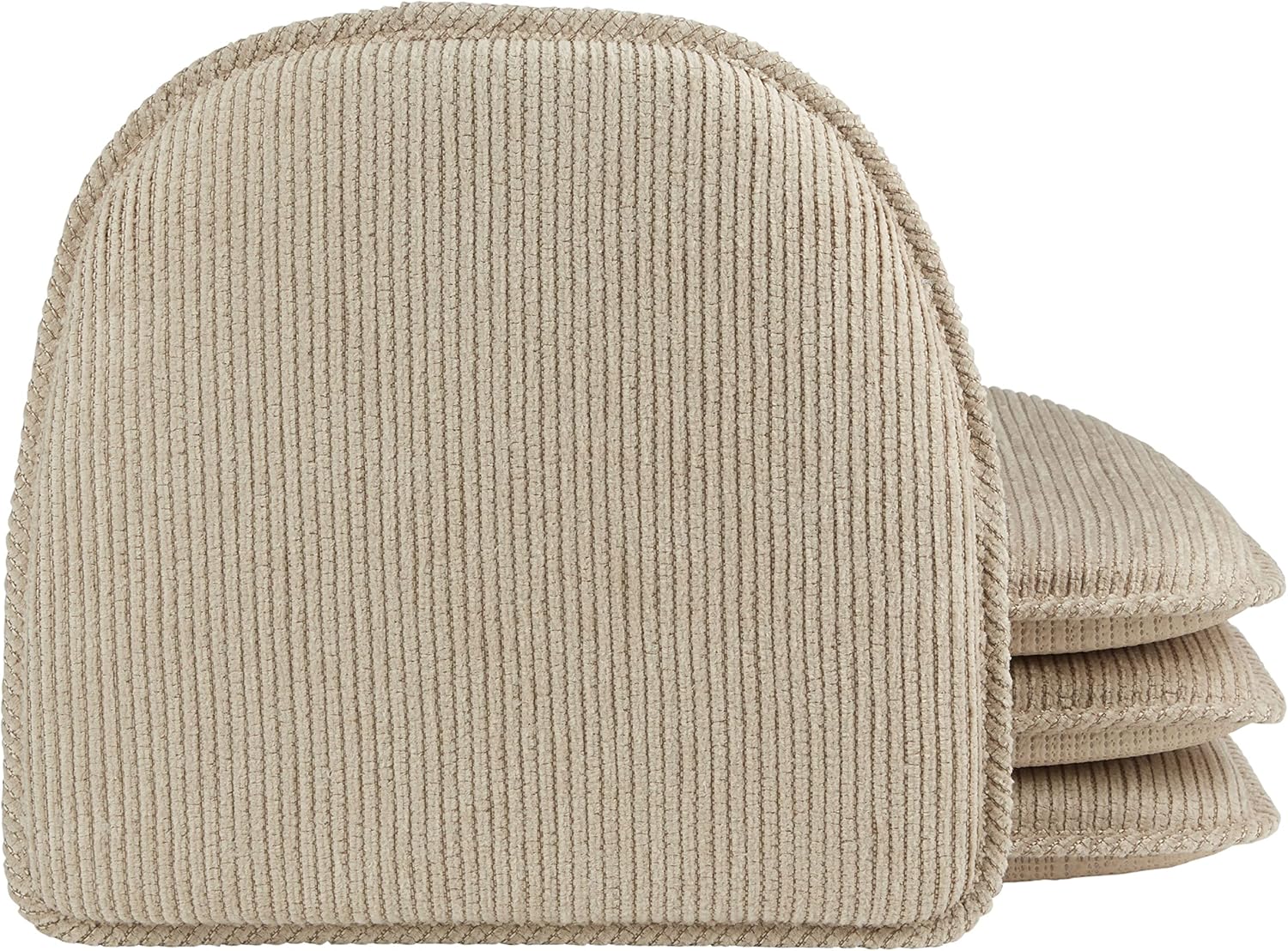 Klear Vu Striped Padded Non-Slip Dining Kitchen Chair Pads, 15" x 16" Nakita Linen 4 Pack Beige 4 Count (Pack of 1)