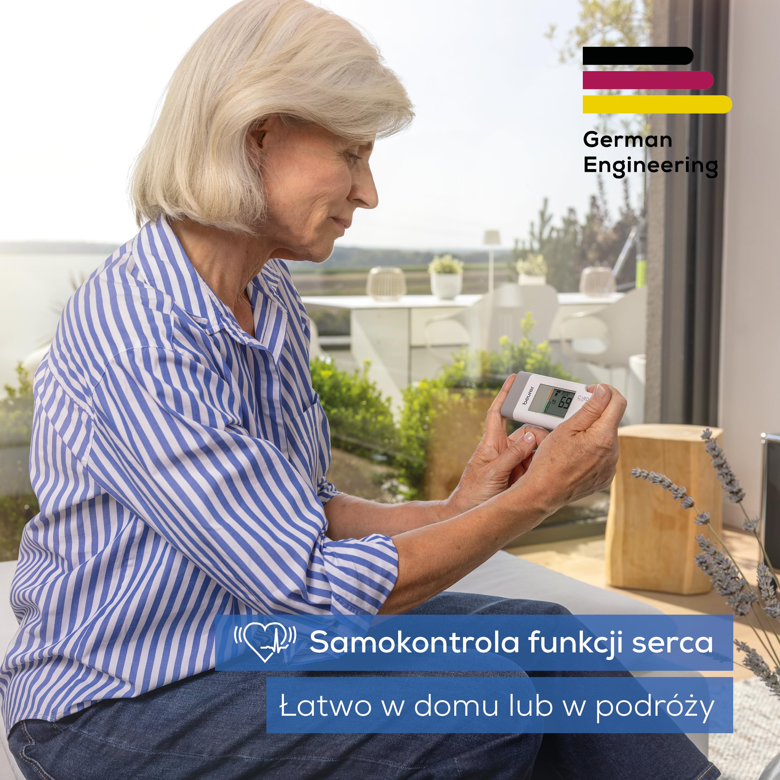 Beurer ME 95 EKG mobilne, 1-kanałowe EKG do rejestrowania rytmu serca, wykrywa migotanie przedsionków, akumulator, monitor tętna z aplikacją, Apple Health