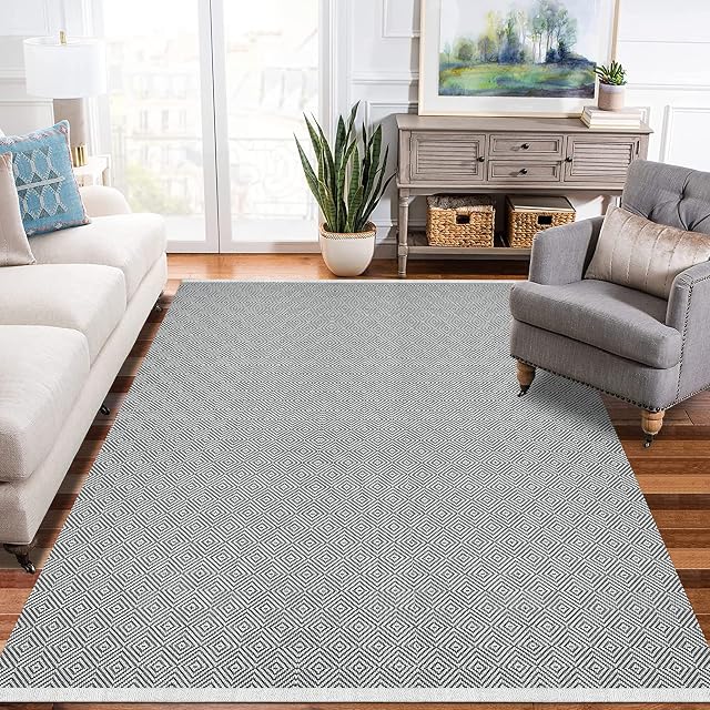 Pauwer Cotton Area Carpet Rug 120x180cm Machine Washable Reversible Indoor Area Rug Hand Woven Floor Area Rugs for Living Room Bedroom