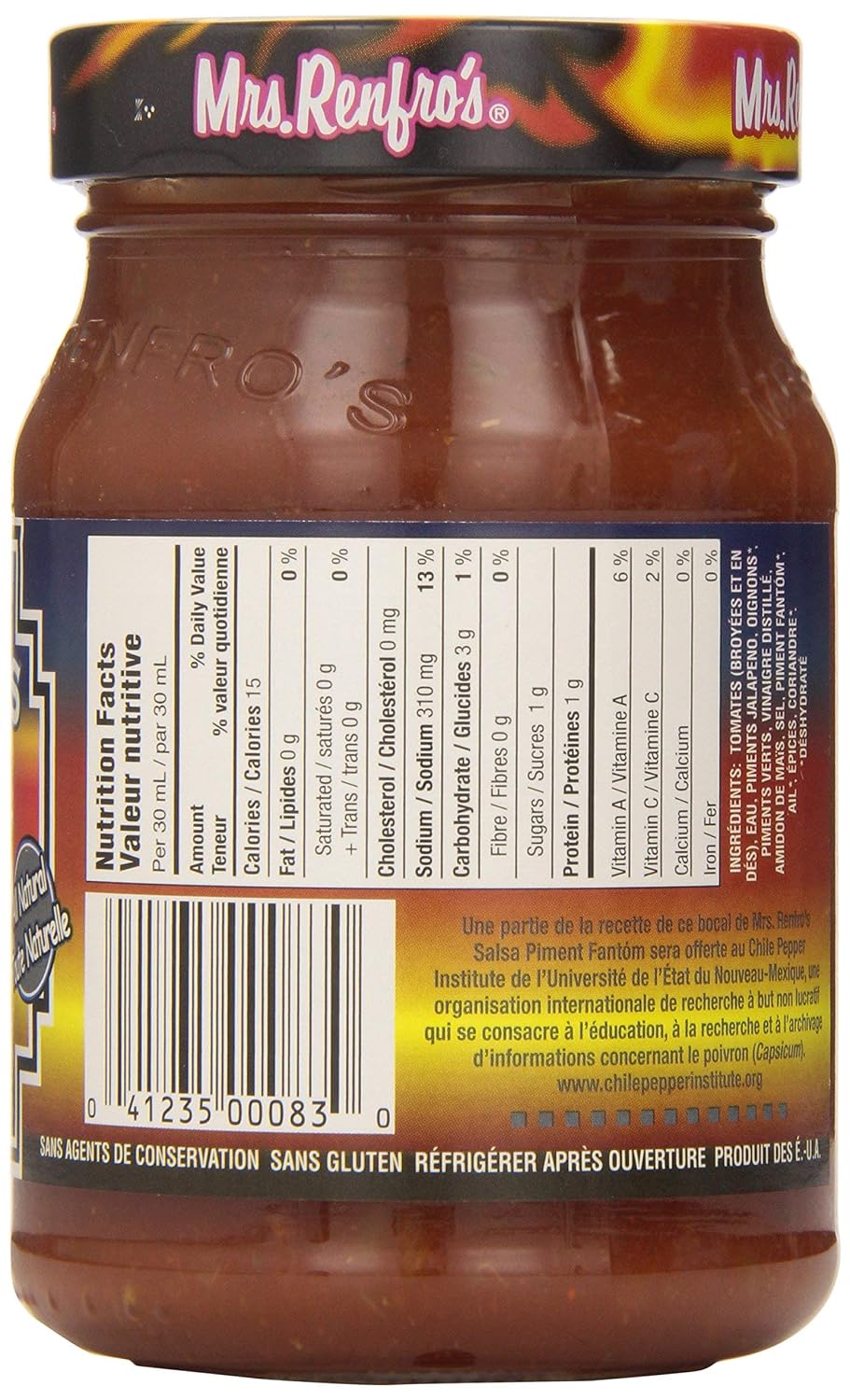 Mrs. Renfro's Ghost Pepper Salsa, Scary Hot 16oz. (Pack of 4)4