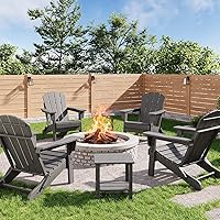 Vista 10 de GarveeLife Juego de 4 sillas plegables Adirondack con 2 mesas auxiliares, sillas de plástico HDPE para exteriores con textura de madera, 380 libras