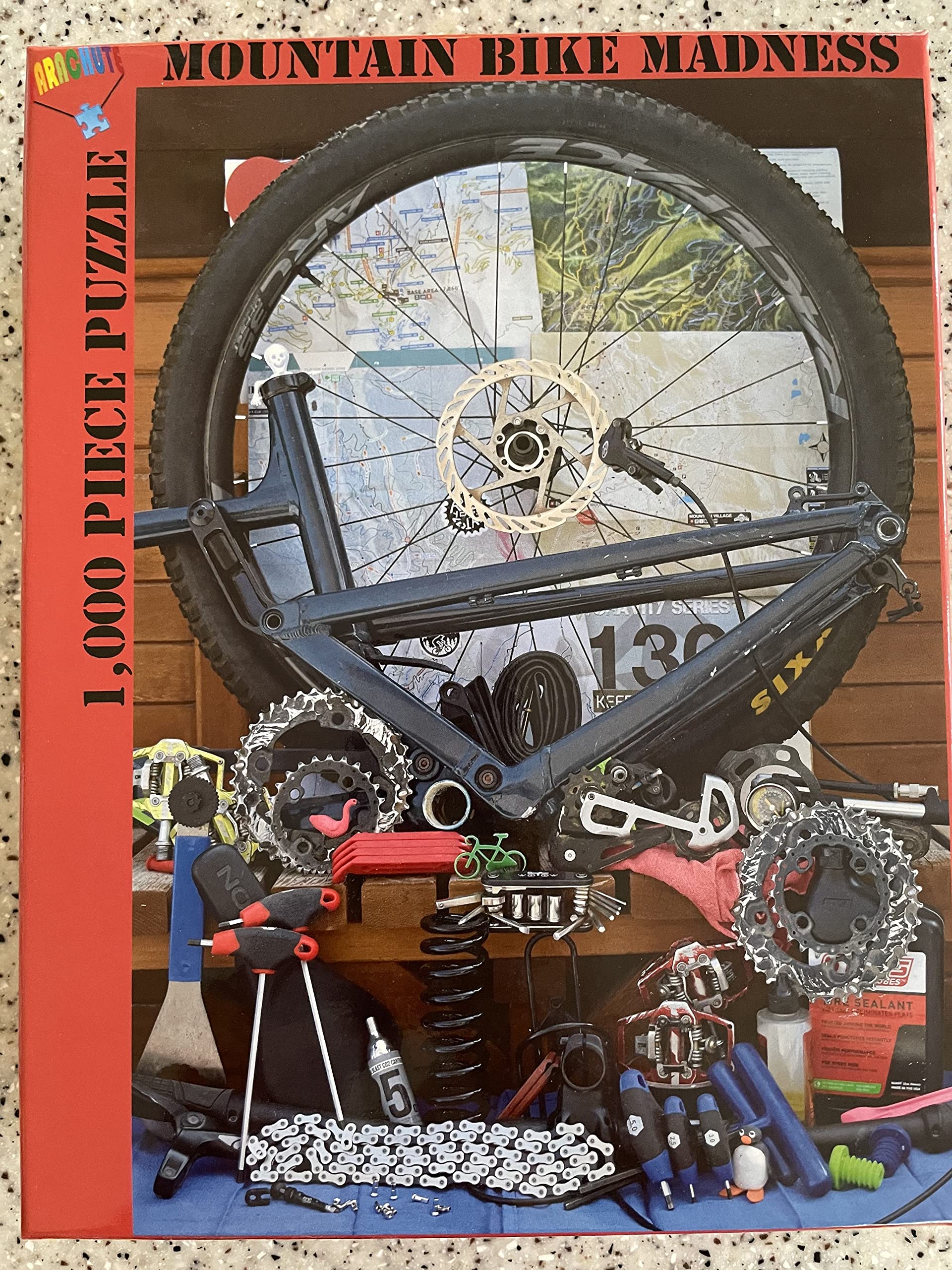 Parachute Puzzles 1000 Piece Puzzle - Mountain Bike Madness 1000 Piece Jigsaw Bicycle Parts Puzzle for Adults - Image 9