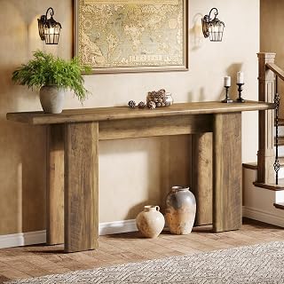 Tribesigns 70.87" Extra Long Console Table for Entryway, Mid-Century Modern Sofa Table Behind Couch for Entry, Entrance, Hallway, Living Room, Narrow Long, Brown