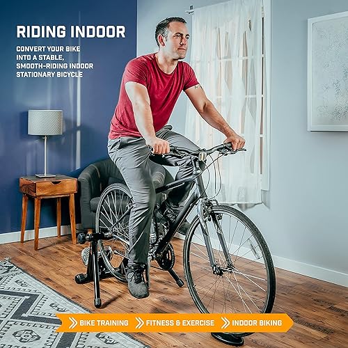 Miniatura 2 de Alpcour Soporte fluido para bicicleta para montar en interiores, con escritorio portátil multitarea, con alfombrilla de entrenamiento multiusos para