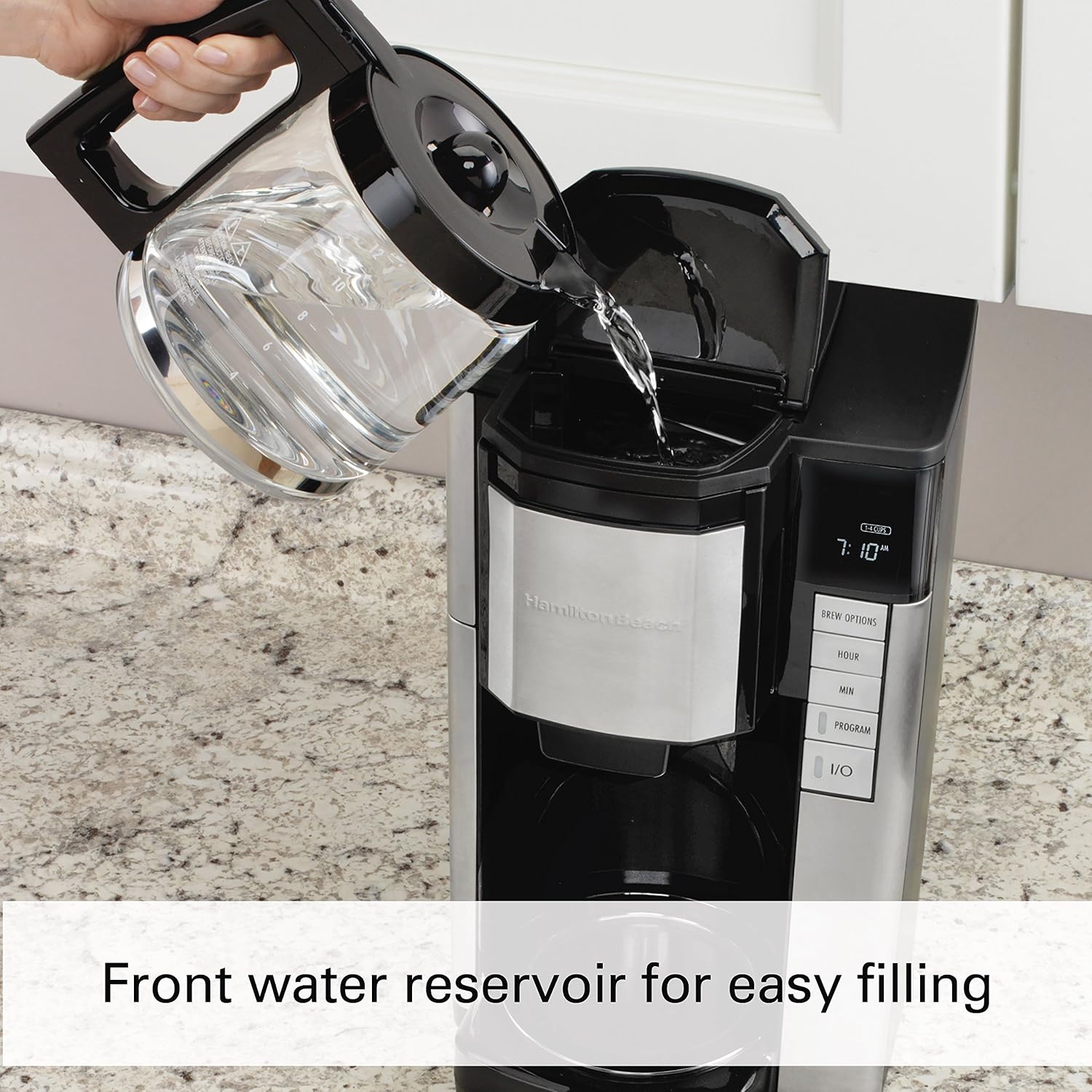 Hamilton Beach 46381 12-Cup Programmable Coffee Maker, Easy Access Plus, Brew Options, Cone Filter, Black and Stainless