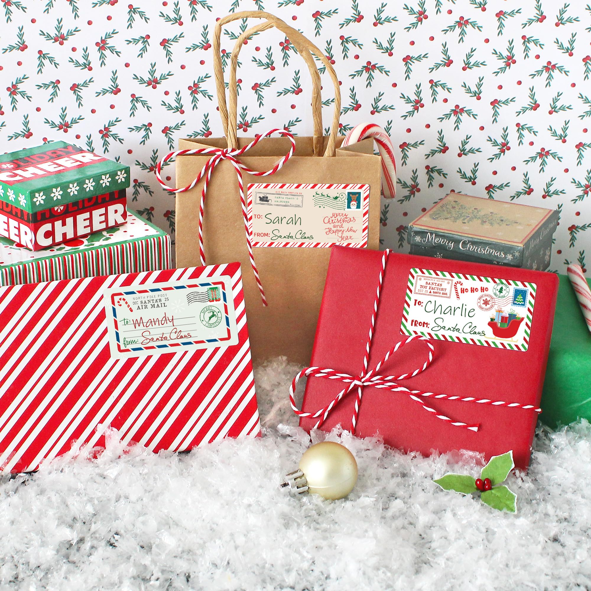 Etiquetas Santa Paquetes Navidad Lote De 40 Etiquetas De Regalo Personalizadas Para Navidad - Pegatinas Con Motivos Navideños Y De Santa Pack Juegos