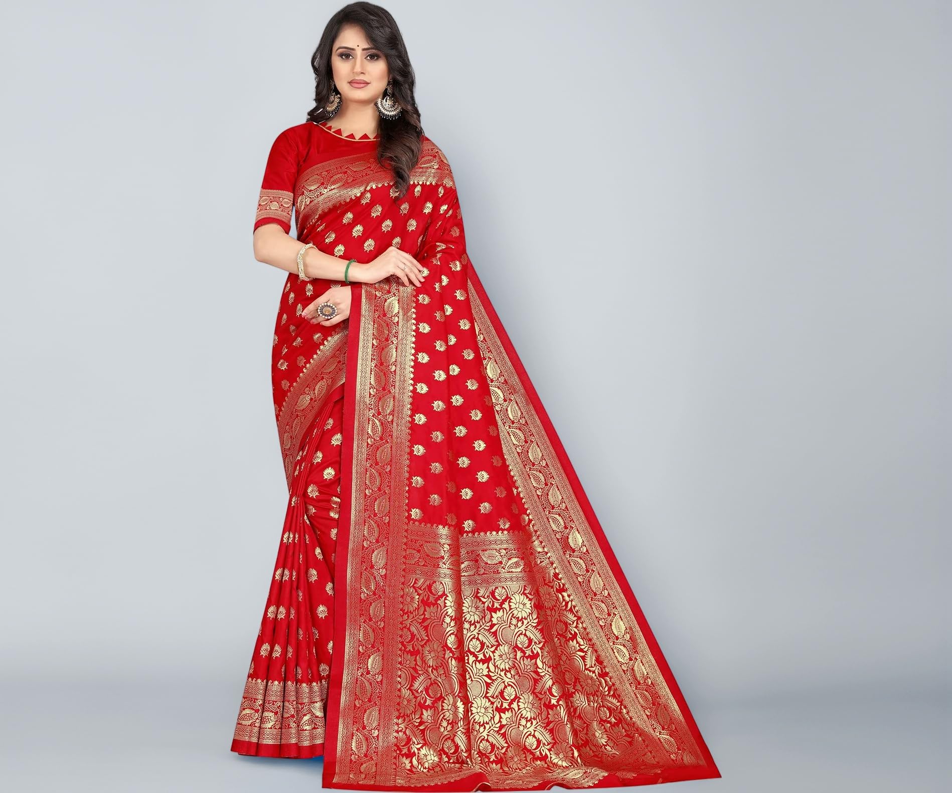 Sugathari Women's Banarasi Saree Pure Kanjivaram Silk Saree Soft new ladies 2023 Design Wear Pattu Sarees Latest Cotton Party Sari collections With Blouse Piece for Wedding sadi (PARI S-1 MAROON)