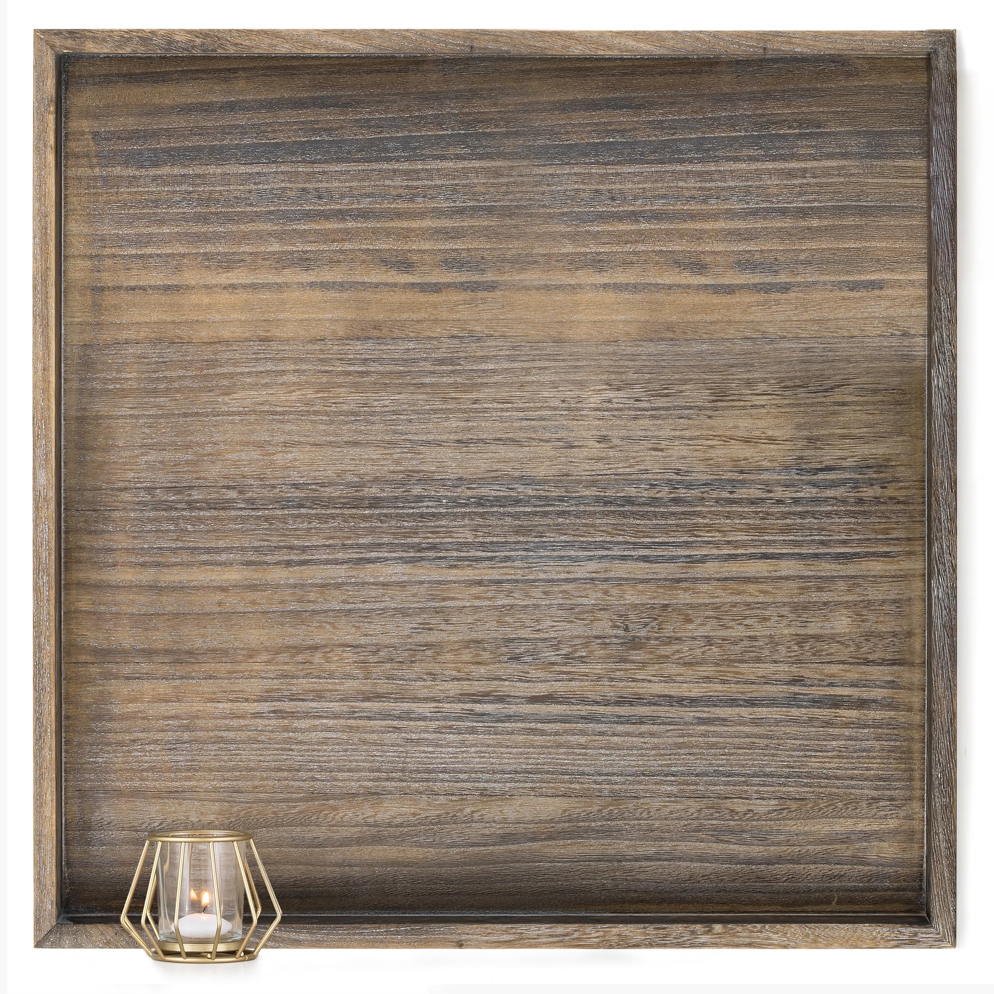 Hanobe - Bandeja de Servicio de Madera Grande, Vintage, marrón, Oscuro, bandejas, Decorativas, XXL, Asas para salón, Mesa Baja, puf, 56 cm, Bandeja Cuadrada, decoración para el Centro de Mesa para el