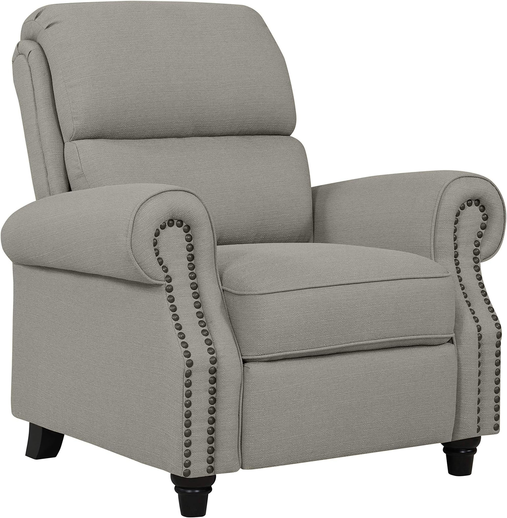 Domesis Cortez - Linen Push Back Recliner Chair, Dove Grey