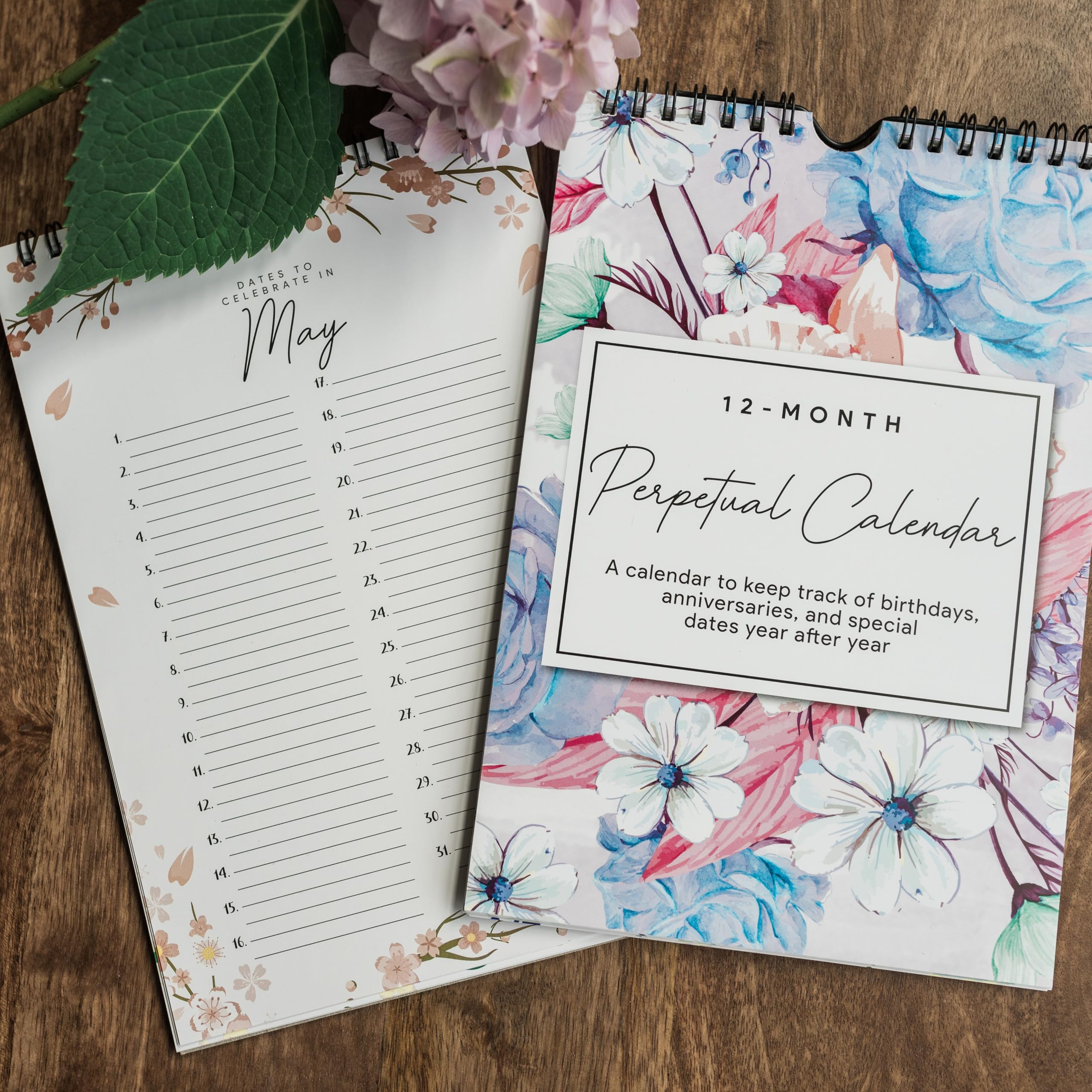 Perpetual Calendar for Birthdays and Anniversaries Floral Wall Monthly & Daily -12 Months - Dates to Remember Book - Journal for Important & Special Days - Wall Hanging Date Organizer 6 x 9 inches - Image 2