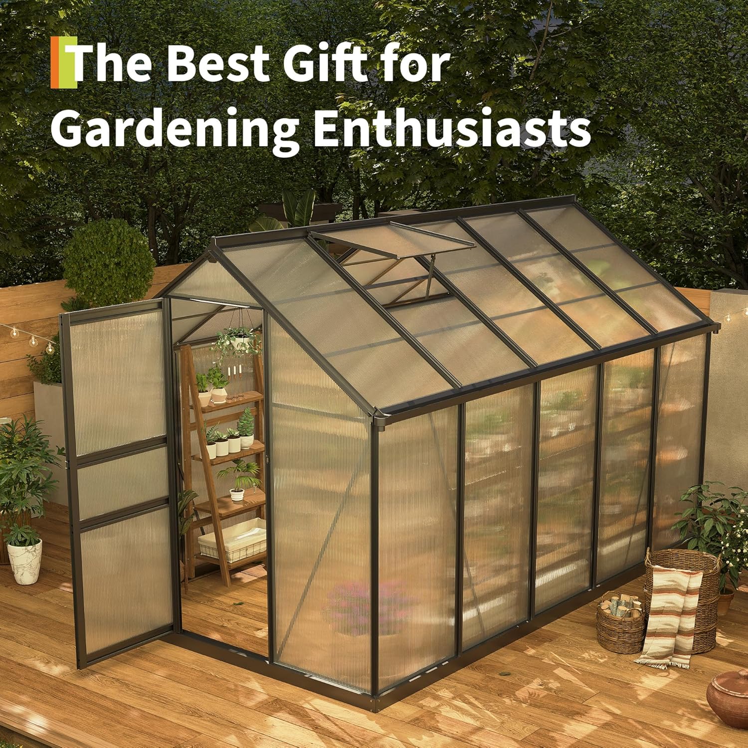 8x10FT Greenhouses for Outdoors,Heavy Duty Polycarbonate Greenhouse , Walk-in Aluminum Greenhouse Kit for Garden Backyard, Patio