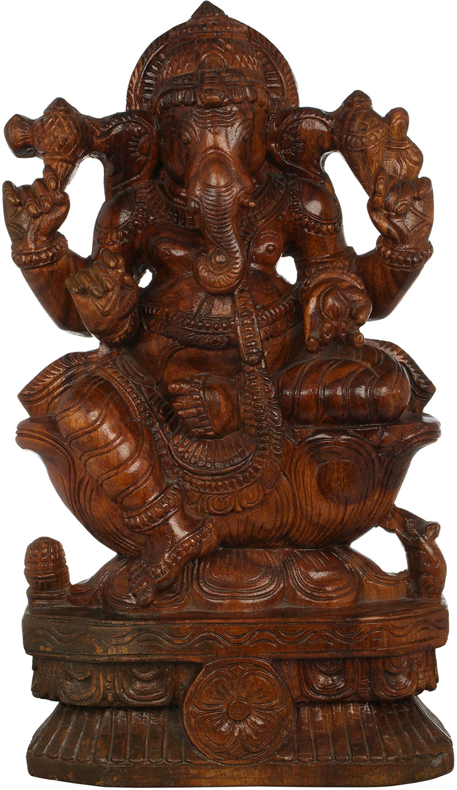 Dieu éléphant Ganesha bois sculpté indien | Art mural exotique et déco ethnique
