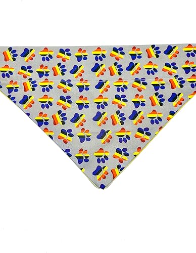 Rainbow Paw Prints Over the Collar Dog Bandana That Slips on