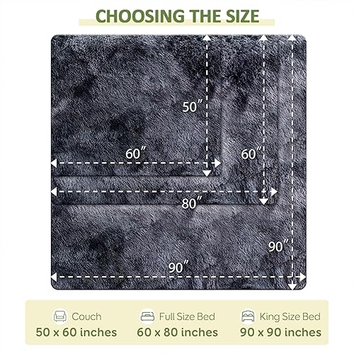 Miniatura 7 de Pawque Manta de lujo de piel sintética súper suave de gran tamaño, 90 x 108 pulgadas, mantas decorativas para sofá, cama, silla, accesorios de