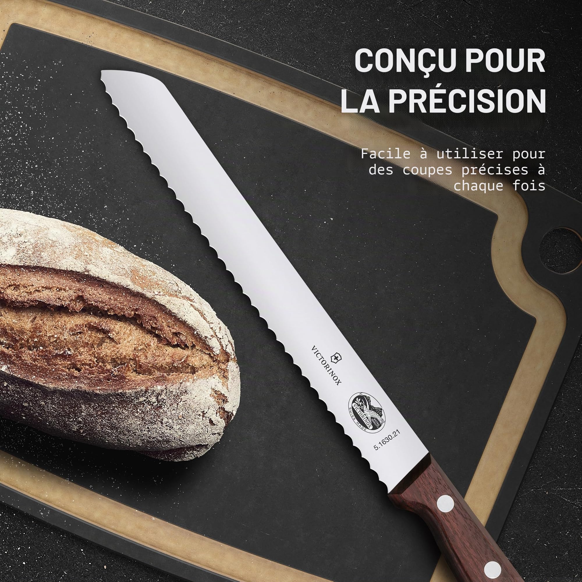Victorinox Wood Couteau à Pain avec Coffret Cadeau, Bois D'Érable Modifié, Tranchant Denté, 21cm
