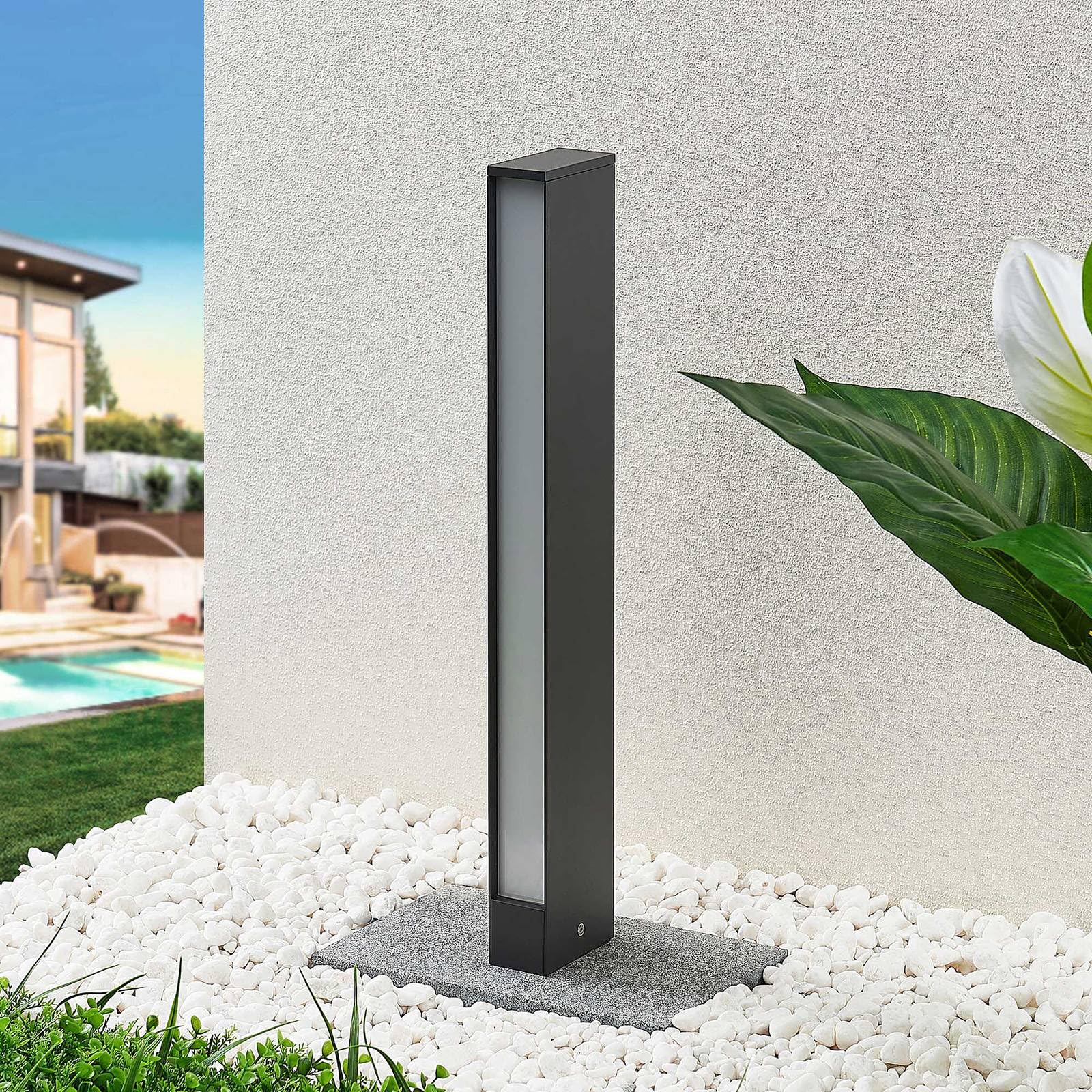 Lucande Lampada LED da esterni (Moderno) colore Grigio, in Alluminio lampadina inclusa lampioncino paletto luminoso lampada viale lampione