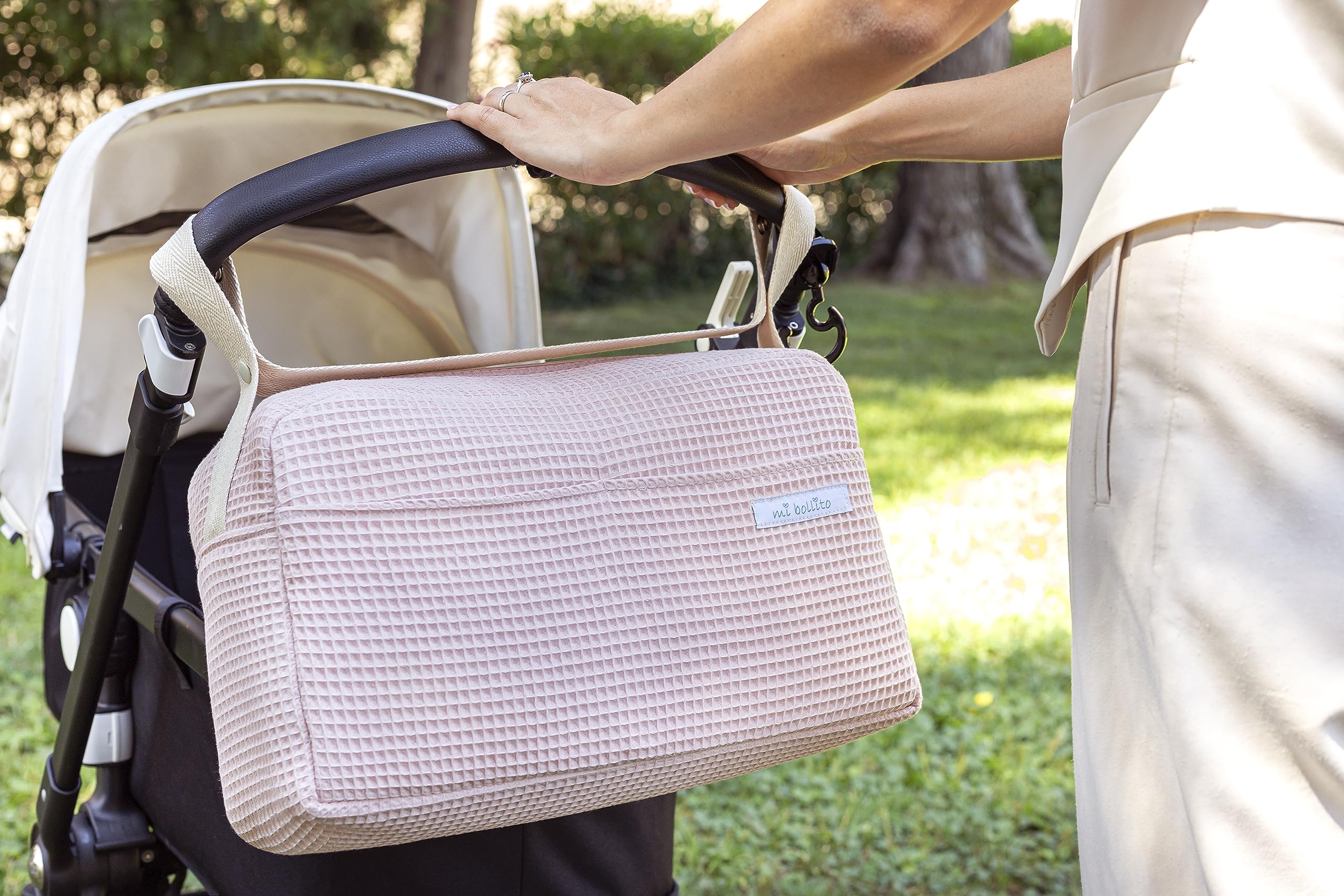 Kinderwagen-Tasche, praktisch, stilvoll und multifunktional, großes Fassungsvermögen, (Pastellrosa)