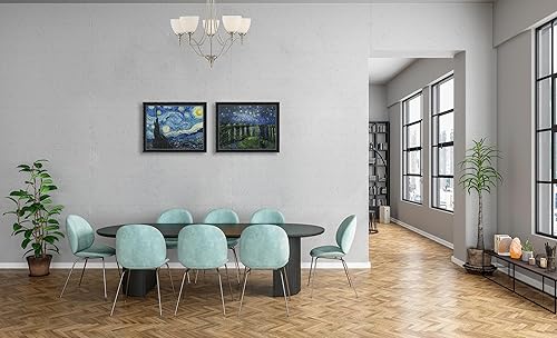 Miniatura 4 de Par de pinturas al óleo clásicas famosas pintadas a mano Van Gogh Noche estrellada noche estrellada sobre el puente del Ródano lienzo arte de pared