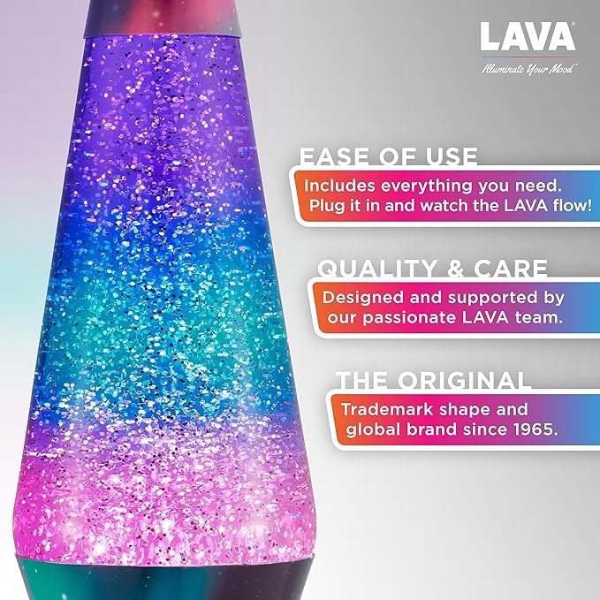 Lava Lava® Lamp - 14.5" Polar Glimmer - The Original Motion Light - Silver Glitter, Multicolor Base and Globe - Item #2048 (Amazon Exclusive) photo 3
