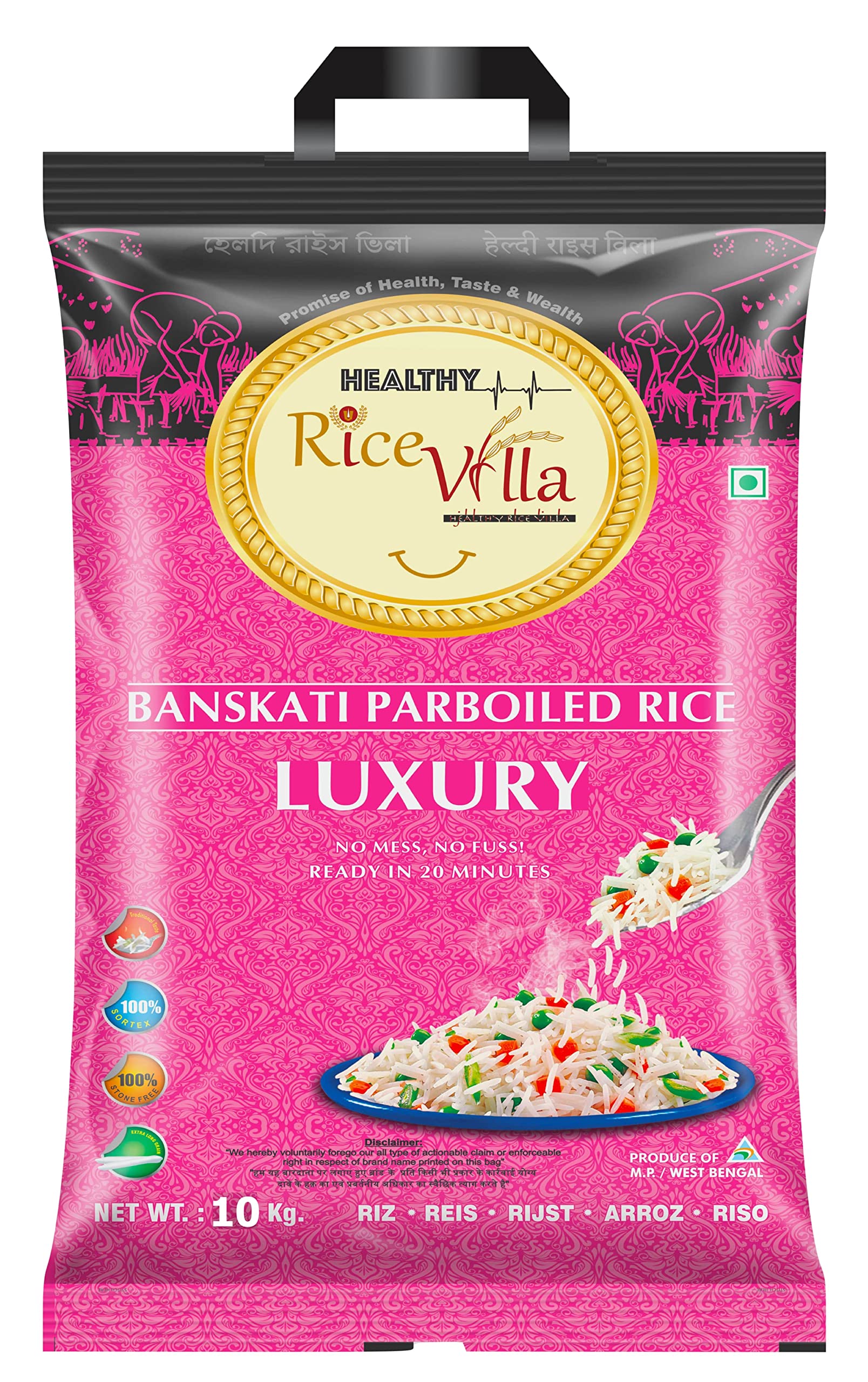 Healthy Rice Villa LUXURY Banskati Parboiled Rice |10 KGs-image-40