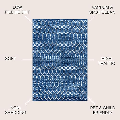 Miniatura 2 de JONATHAN Y MOH101A-5SQ - Alfombra marroquí Hype boho vintage con diseño de diamante para interiores, estilo bohemio, fácil de limpiar, para