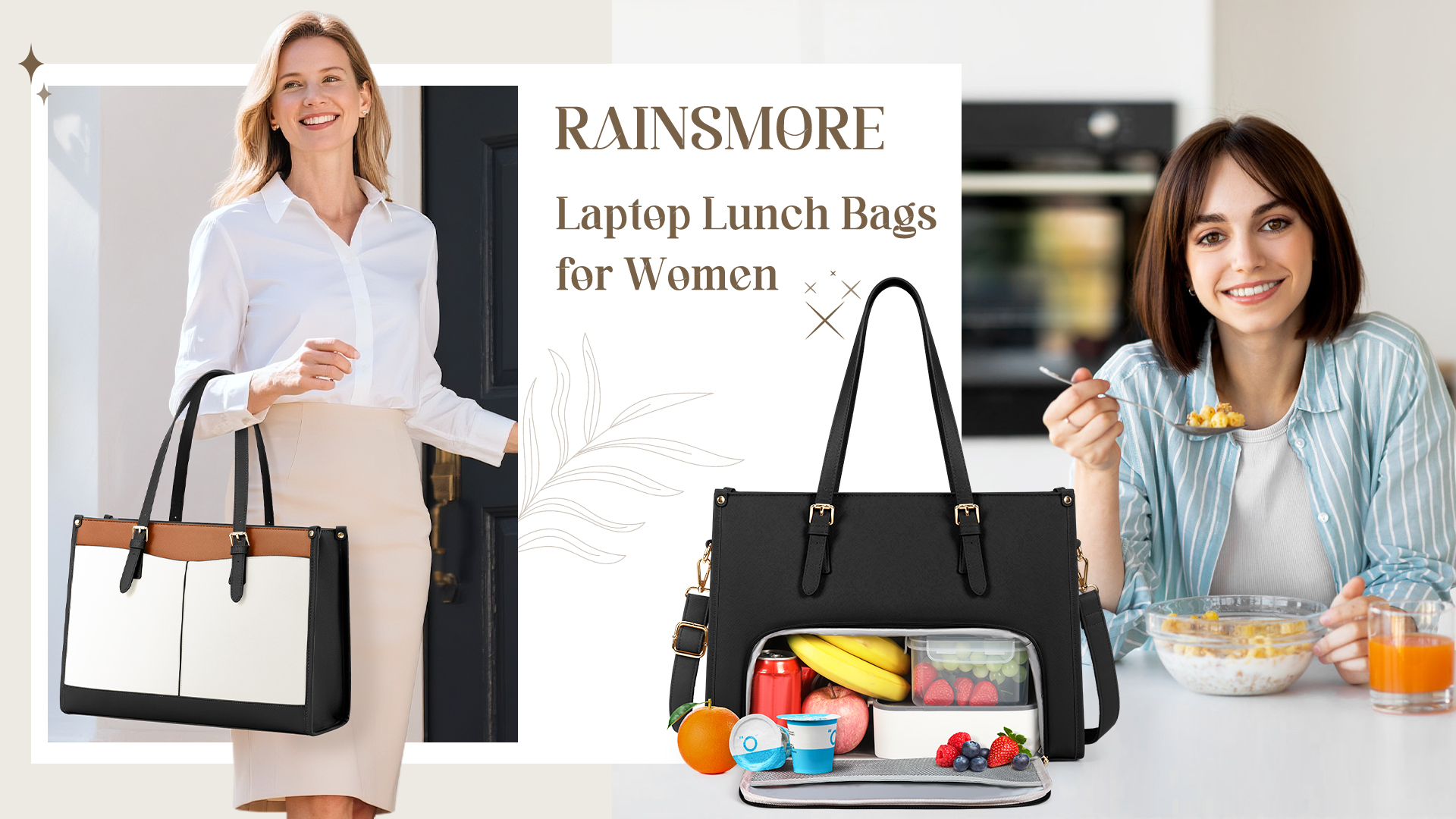 Bolsa para laptop mujer con compartimento para almuerzo 15.6 pulgadas miniatura 7