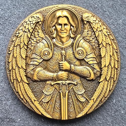 Miniatura 5 de Moneda motivacional de desafío de oración del Arcángel Miguel  Moneda de guerrero de 1.57 pulgadas para valor e inspiración  Regalo coleccionable