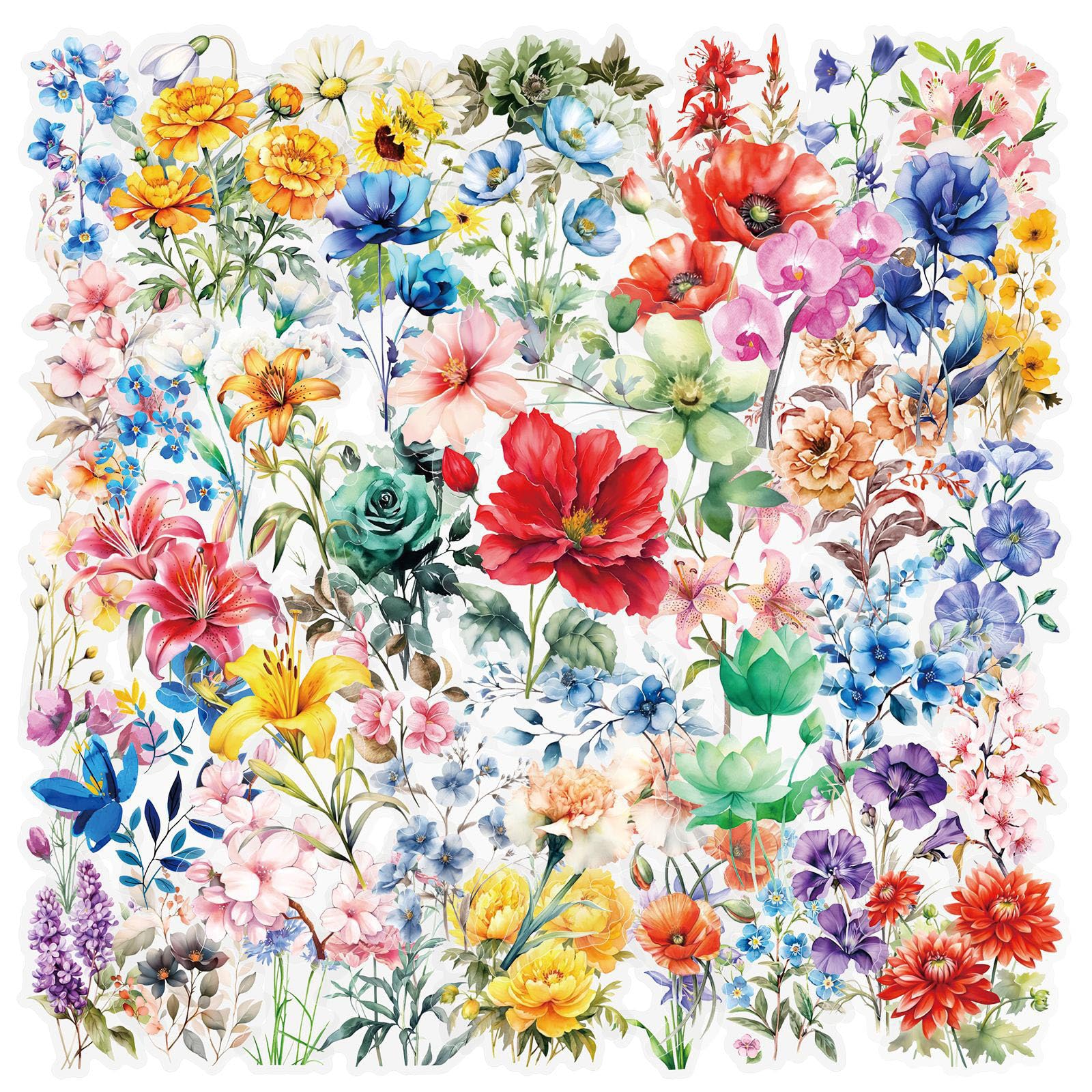 Transparent Flora Scrapbook Stickers Aesthetic Flowers Stickers(C50)