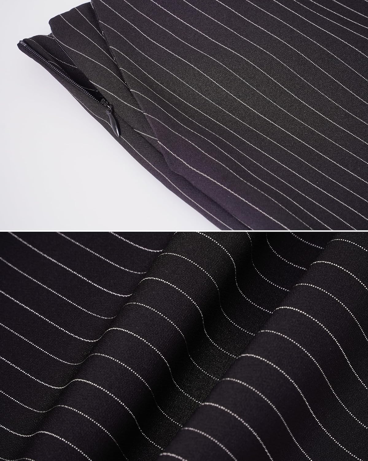 Women's Straight Leg Striped Pants High Waist Business Work Casual Pinstripe Long Palazzo Trousers with Pockets - Image 5