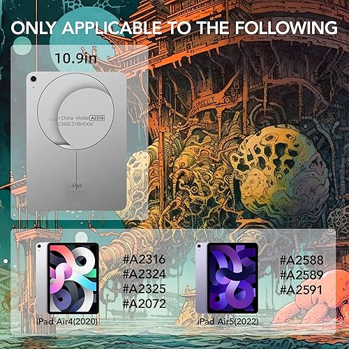 Vista 2 de Funda para iPad Air 54 Gen Funda rígida unisex de TPU de 10.911 pulgadas con diseño de tres pliegues y función antihuellas, diseño ultrafino