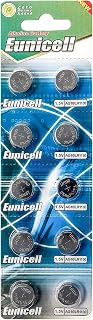Eunicell AG10 Alkaline Button Cell 1.5v Batteries, Pack of 10 in Individual Blisters