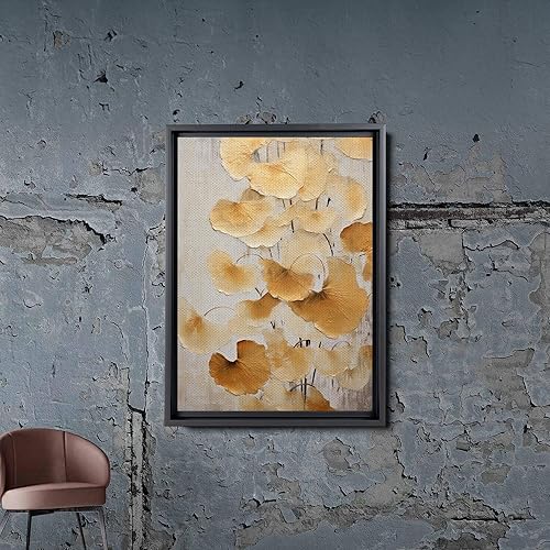 Miniatura 2 de Original Ginkgo biloba Print On Canvas, Modern Textured Gold Wall Art, Abstract Gold Leaves Print, Living room Wall Decor, Canvas Prints, Arts