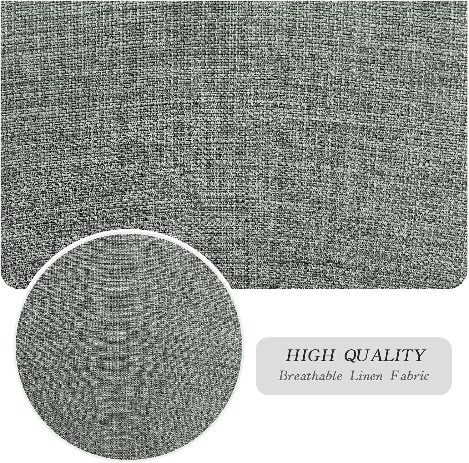 Counter Height Swivel Barstools with Back, 26 Inch Grey Green Linen Fabric Bar Stools Set of 3, Solid Wood Legs with Footrest for Kitchen Island(Grey Green Linen Fabric,3)