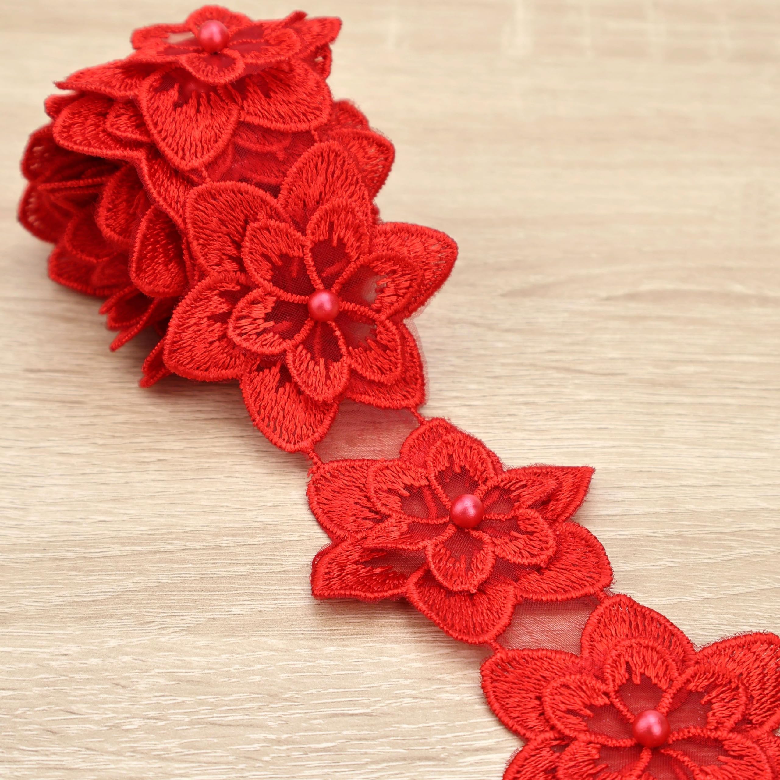 Amazon.com: Organza Flower Trim 2 Yards Lace Edge Trim Ribbon, Vintage Edging Trimmings Fabric Embroidered Applique Sewing Craft for Wedding Dress Embellishment DIY Dress Decor, Gowns, Home Decor (Red) Amazon.com: Organza Flower Trim 2 Yards Lace Edge Trim Ribbon, Vintage Edging Trimmings Fabric Embroidered Applique Sewing Craft for Wedding Dress Embellishment DIY Dress Decor, Gowns, Home Decor (Red)