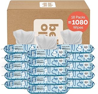 Hello Bello Extra Gentle Unscented Baby Wipes - Plant-Based, 99% Water & Aloe, Fragrance-Free for Sensitive Skin, 1080 Count