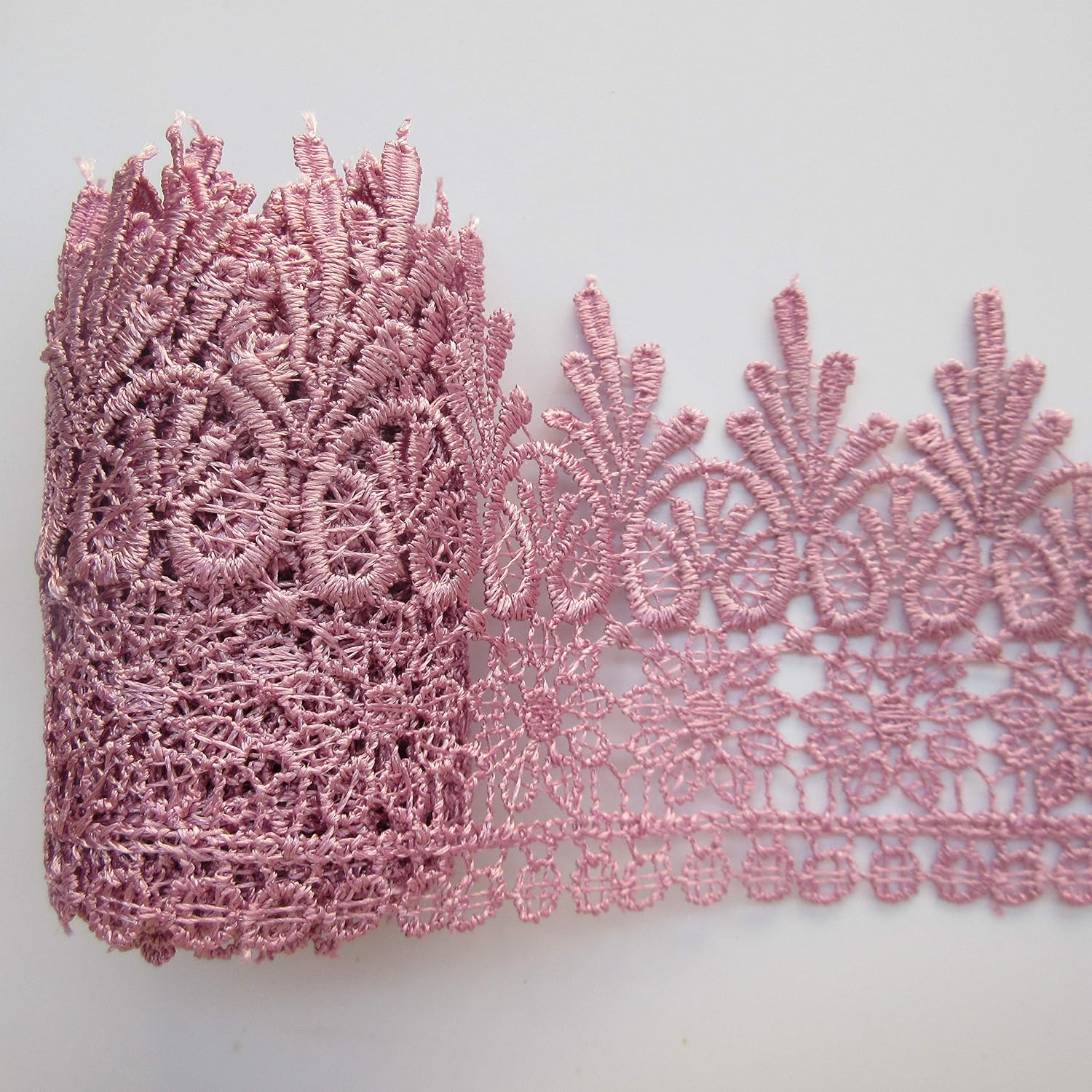 5 Yard Venice Floral Lace Edge Trim Ribbon 9cm Wide Vintage Style 8 Color Edging Trimmings Fabric Embroidered Applique Sewing Craft Wedding Bridal Dress Embellishment Gift Party Decoration(Fuchsia)